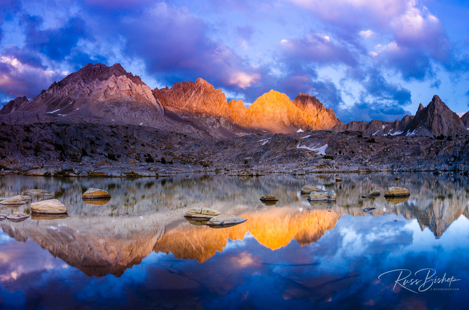 Evening light on the Palisades in Dusy Basin, Kings Canyon National Park, California