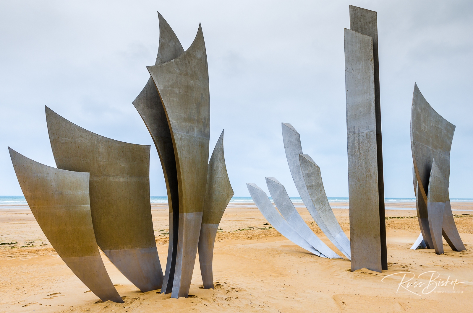 A Different Ground Zero. Les Braves WWII D-day monument on Omaha Beach created by French sculptor Anilore Banon, Normandy, France
