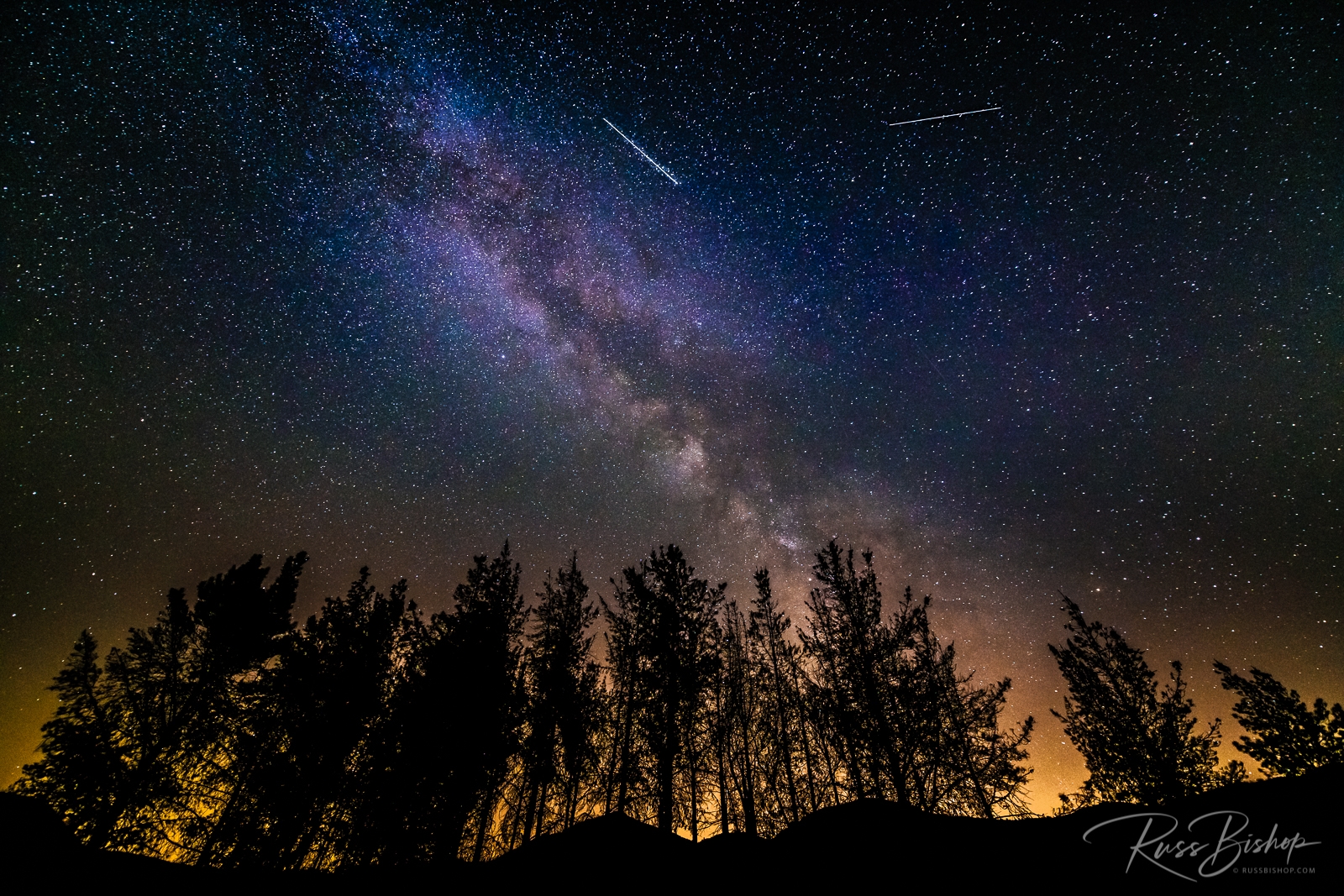 The Milky Way and Perseid meteors over Rose Valley, Los Padres National Forest, California USA